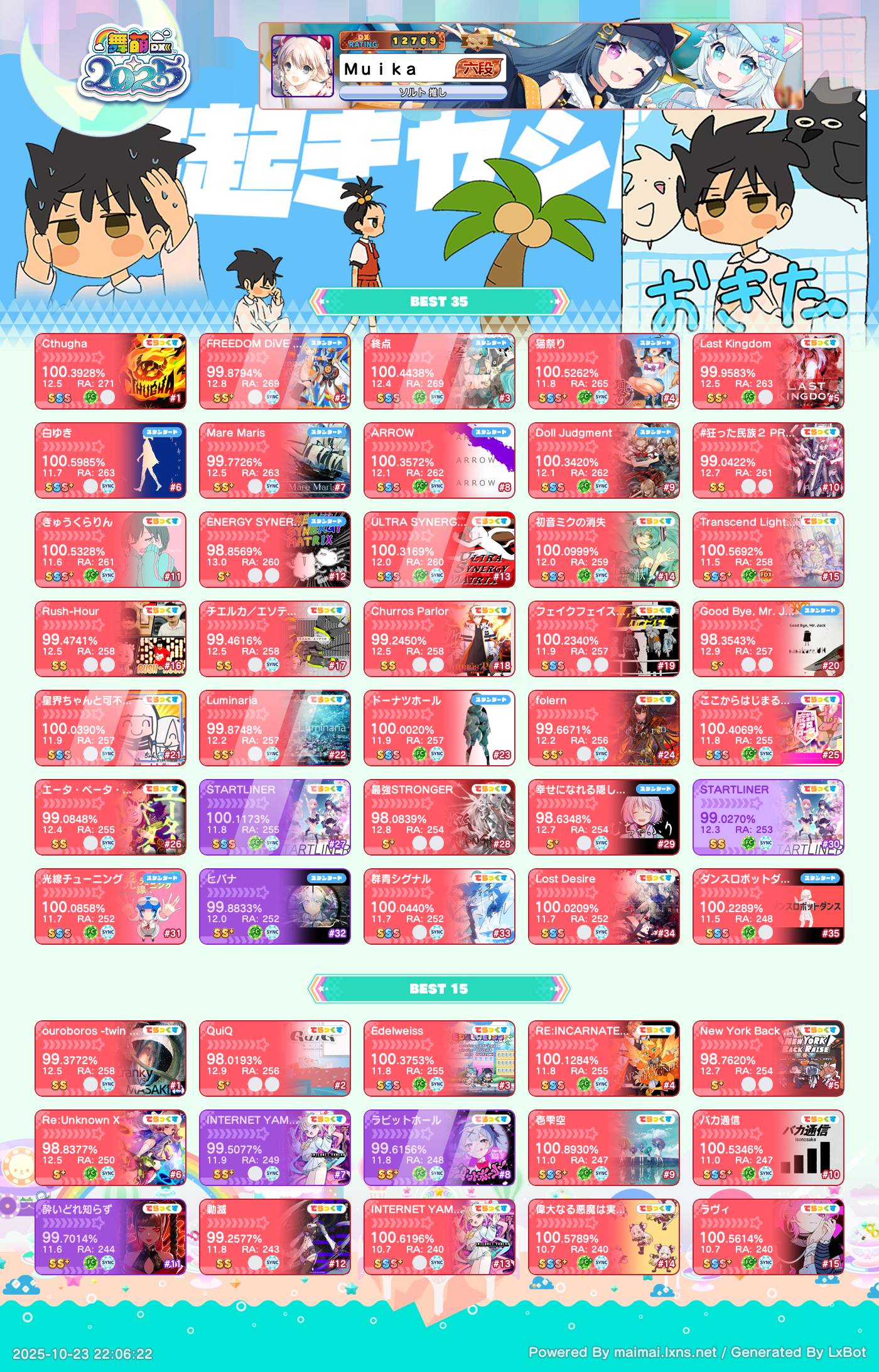 Maimai DX Best 50(注:图片发出时玩家名已经修改)